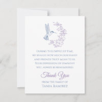 Kolibrie en Bloem Sympathie Dank u kaart