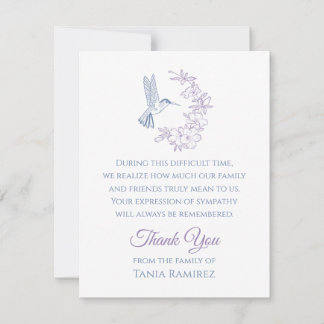 Kolibrie en Bloem Sympathie Dank u kaart