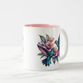Kolibrie en bloem tweekleurige koffiemok (Voorkant rechts)