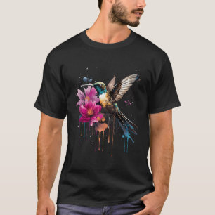 kolibrie en bloem vogel watcher liefhebber t-shirt