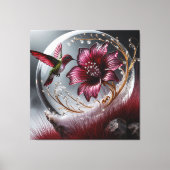 Kolibrie- en bloemdetails met edelsteenaccenten canvas afdruk (Voorkant)