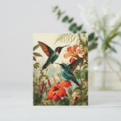 Kolibrie en bloemen:  Briefkaart (Staand voorkant)