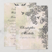 Kolibrie en bloemen bruiloft uitnodiging (Voorkant / Achterkant)