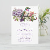 Kolibrie en Bloemen Meisje Baby shower Kaart (Staand voorkant)