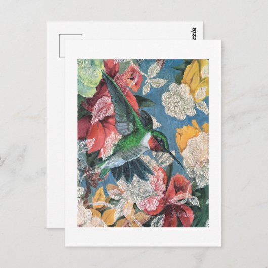 Kolibrie en bloemen nummer 3 blanco briefkaart (Voorkant / Achterkant)