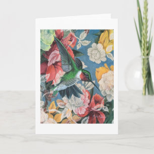 Kolibrie en bloemen nummer 3 blanco kaart