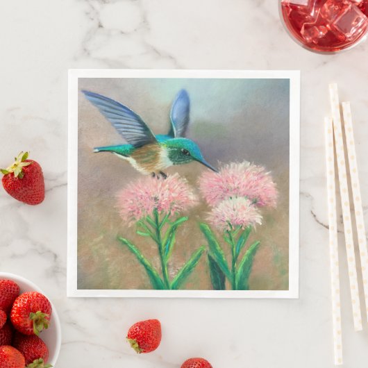 Kolibrie en bloemen Papieren servet (Insitu)