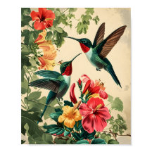 Kolibrie en bloemen: