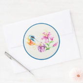Kolibrie en bloemen ronde sticker (Envelop)