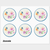 Kolibrie en bloemen ronde sticker (Vel)