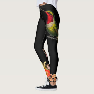 KOLIBRIE EN BLOEMEN ZWARTE CUSTOM LEGGINGS