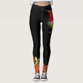 KOLIBRIE EN BLOEMEN ZWARTE CUSTOM LEGGINGS (Voorkant)