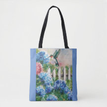 kolibrie en bloemenbloemen Canvas tassen