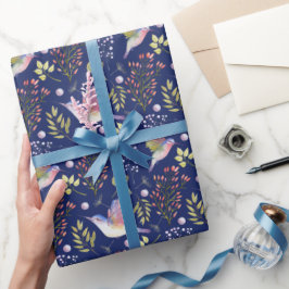 Kolibrie- en bloemenpatroon Aangepaste achtergrond Cadeaupapier