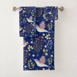 Kolibrie- en Bloempatroon Aangepaste Achtergrond Bad Handdoek