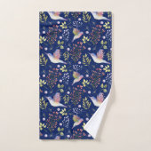 Kolibrie- en Bloempatroon Aangepaste Achtergrond Bad Handdoek (Handdoek)