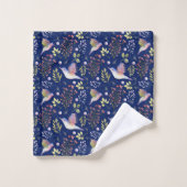 Kolibrie- en Bloempatroon Aangepaste Achtergrond Bad Handdoek (Wasdoekje)