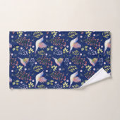 Kolibrie- en Bloempatroon Aangepaste Achtergrond Bad Handdoek (Handdoek)