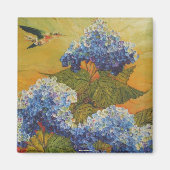 Kolibrie en Blue Hydrangea Magnet (Voorkant)