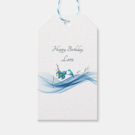 Kolibrie en Blue Wave Verjaardag cadeau labels Cadeaulabel