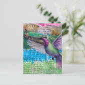 Kolibrie en boot Abstracte Mixed Media Collage Briefkaart (Staand voorkant)