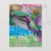Kolibrie en boot Abstracte Mixed Media Collage Briefkaart (Voorkant)