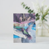 Kolibrie en botten met regencollage briefkaart (Staand voorkant)