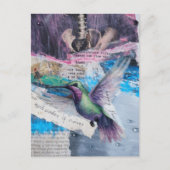 Kolibrie en botten met regencollage briefkaart (Voorkant)