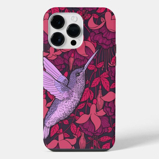 Kolibrie en fuchsia paars iPhone hoesje (Achterkant)