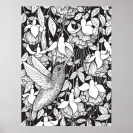 Kolibrie en fuchsia poster