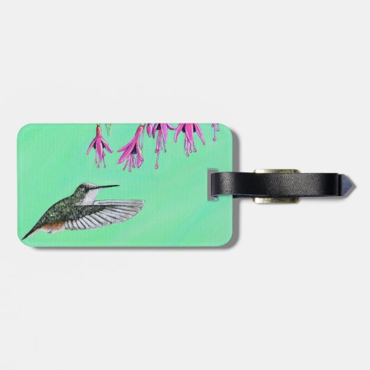 Kolibrie en Fuchsia Schildering Bagagelabel (Achterkant horizontaal)