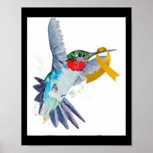 Kolibrie en gouden lint Kindertijd kanker Aware Poster