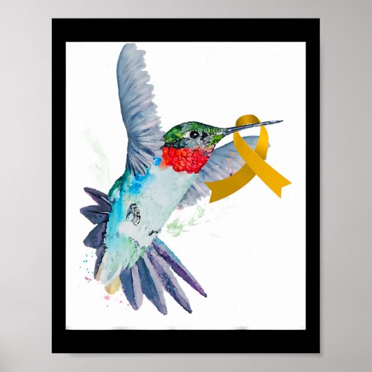 Kolibrie en gouden lint Kindertijd kanker Aware Poster (Voorkant)