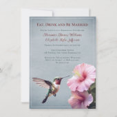 Kolibrie en Hibiscus | Blauw repetitie diner Kaart (Voorkant)