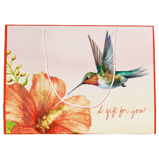 Kolibrie en Hibiscus Bloem Groot Cadeauzakje (Achterkant)