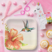 Kolibrie en Hibiscus Bloem Papieren Bordje (Feest)