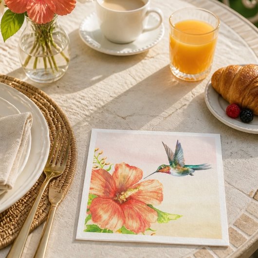 Kolibrie en Hibiscus Bloem Servet