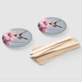 Kolibrie en Hibiscus bruiloft | Blauw Handwaaier (Niet-gemonteerd)