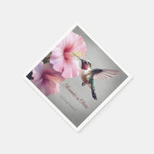 Kolibrie en Hibiscus bruiloft | Grijs Servet (Hoek)