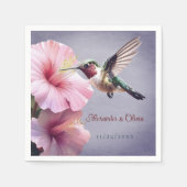 Kolibrie en Hibiscus Bruiloft | Paars Servet (Voorkant)