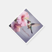 Kolibrie en Hibiscus Bruiloft | Paars Servet (Hoek)
