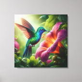 Kolibrie en hibiscus canvas afdruk (Voorkant)