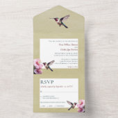 Kolibrie en Hibiscus | gele bruiloft All In One Uitnodiging (Binnen)