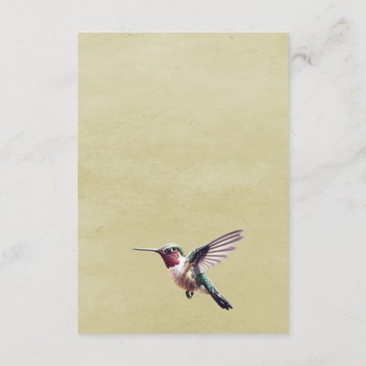 Kolibrie en Hibiscus | gele bruiloft Informatiekaartje (Achterkant)