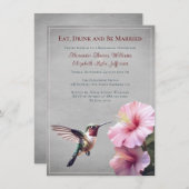 Kolibrie en Hibiscus | Grijs repetitie diner Kaart (Voorkant / Achterkant)