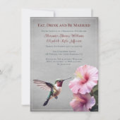 Kolibrie en Hibiscus | Grijs repetitie diner Kaart (Voorkant)