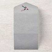 Kolibrie en Hibiscus | Grijze bruiloft All In One Uitnodiging (Buitenkant)