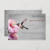 Kolibrie en Hibiscus | Grijze bruiloft Informatiekaartje (Voorkant / Achterkant)
