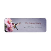 Kolibrie en Hibiscus | Paarse bruiloft adres Etiket (Voorkant)