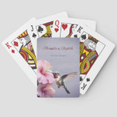 Kolibrie en Hibiscus | Paarse bruiloft gunst Pokerkaarten (Achterkant)